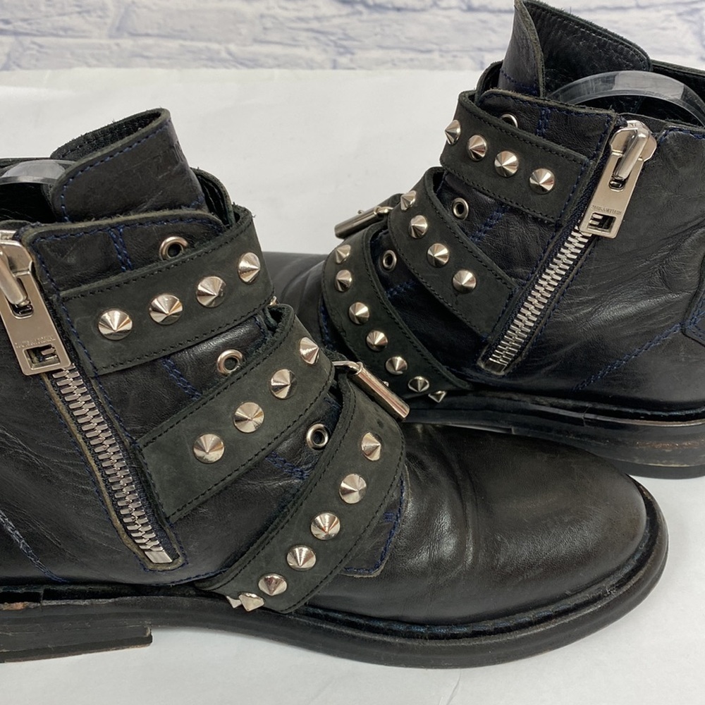 Zadig & Voltaire Laureen black leather studded boots 6 - Picture 6 of 8
